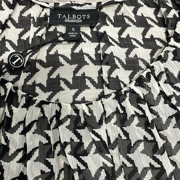 NWT Talbots 100% Silk Houndstooth Blouse with Black Camisole S - Picture 13 of 15